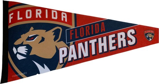 Foto: Usarticleseu florida panthers nhl vaantje ijshockey hockey ice hockey sportvaantje pennant wimpel vlag blauw rood wit 31 x 72 cm