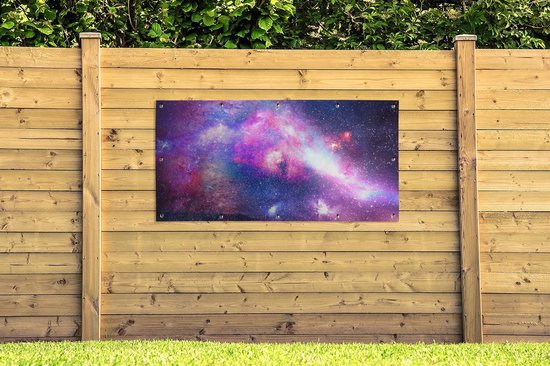 Affiche clôture Espace - Couleurs - Etoiles - 200x100 cm - Toile de jardin