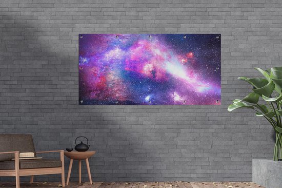 Affiche clôture Espace - Couleurs - Etoiles - 200x100 cm - Toile de jardin