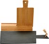 Set van 2x stuks snijplanken leisteen en bamboe 17 x 31 cm - Snijplankenset/serveerplanken