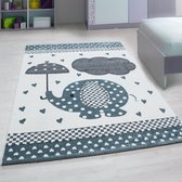 Kindertapijt  Hartjes Regen Blauw Vloerkleed - 160x230- Kinderkamer - Babykamer - Baby - Kids - Jongens en Meisjes - Kinderen