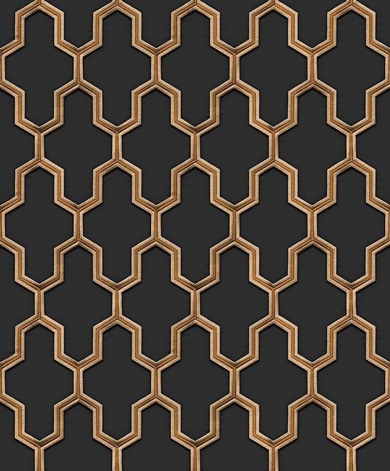 DUTCH WALLCOVERINGS Papier peint Géométrique noir et or