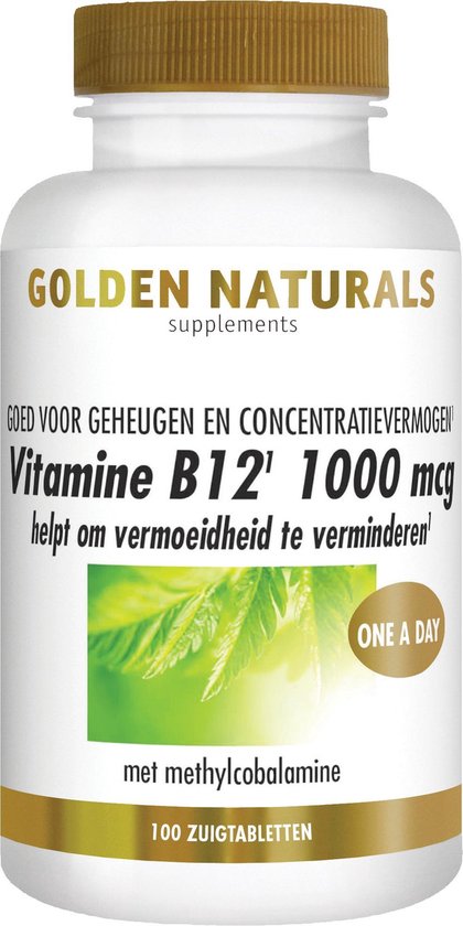 Onleesbaar stuk Ongeautoriseerd Golden Naturals Vitamine B12 1000 mcg (100 veganistische zuigtabletten) |  bol.com
