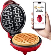 Buyables Mini Wafel Ijzer - Incl. Recepten -  Wafelmaker - Chaffle Maker - Rood - Bekend van TikTok