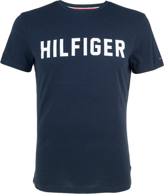 Tommy Hilfiger lounge hilfiger logo O-hals shirt blauw - M