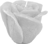 Kaars in vorm van roos - licht grijs - D8.5cm H8cm - 2stuks