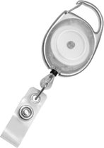 Fako Bijoux® - Uittrekbare Sleutelhanger Met Koord - Rolspeld - Yoyo - Jojo - Skipashouder - Nylon - 36x56mm - Transparant - Wit