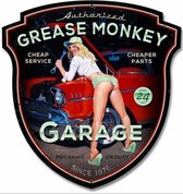 Grease Monkey Garage. Metalen wandbord 38 x 40 cm.