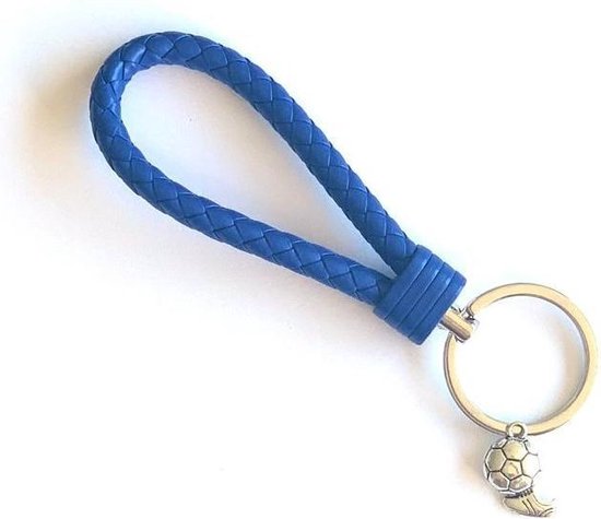 Sleutelhanger - Donker Blauw - Voetbal - Soccer - Bal - Voetbalschoen - Sport - Hanger - Leer - Kleur - Sportsieraad - Sieraad - Sportsieraden - Sieraden - Team - Teamkado