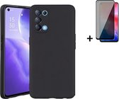 Hoesje Oppo Find X3 Lite - Siliconen - Screenprotector Oppo Find X3 Lite - Hoesje Zwart Case + Privacy Screenprotector