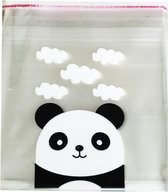 Fako Bijoux® - Cellofaan Zakjes - 100x Transparante Uitdeelzakjes XL - Cellofaan Plastic Traktatie Kado Zakjes - Snoepzakjes - Panda - 14x14cm