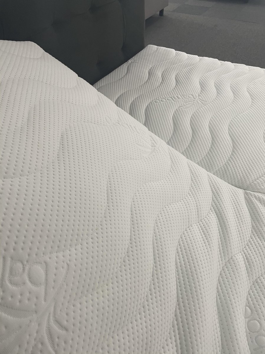 Berkbedding .nl SPLIT - topper HOES - TIJK - topper berschermer dubbeldoek hoes - afritsbaar - 160x200x8 cm wit