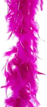 Carnaval verkleed veren Boa kleur fuchsia roze met goud 2 meter - Verkleedkleding accessoire