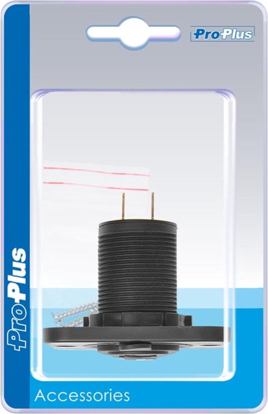 Zwarte dubbele USB-poort, 5V, Max. 3.1A, met geopend klepje en schroeven.