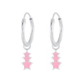 Joy|S - Zilveren ster bedel oorbellen - roze sterren - oorringen