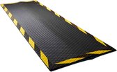 LogoMatz Kabelmat Rubber -  160cm x 40cm - Kabelbeschermer - Kabelgoot vloer - Geel Zwart signaalrand - Antislip - Veilig looppad