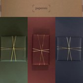 Paperoni Kerst - Cadeaupapierbox Neutrals gold - kerst - 3 rollen luxe cadeaupapier incl. bijpassend koord - inpakpapier - Groen - Blauw - Rood