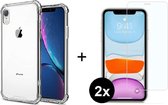 Apple iPhone XR - Anti Shock - Tempered Glass - Transparant - Hoesje - AntiShock – Doorzichtig – Anti-Shock - TPU Case – BackCover – Silicone - Hybrid Case - Screen protector - Bumper