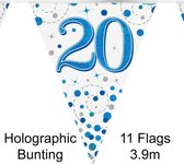 Oaktree - Vlaggenlijn Happy 20 Birthday Blue Holographic (4 meter)