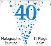 Oaktree - Vlaggenlijn Happy 40 Birthday Blue Holographic