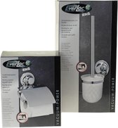 Everloc - toilet accessoire set met toiletrolhouder - toiletborstel en houder - zonder boren - RVS