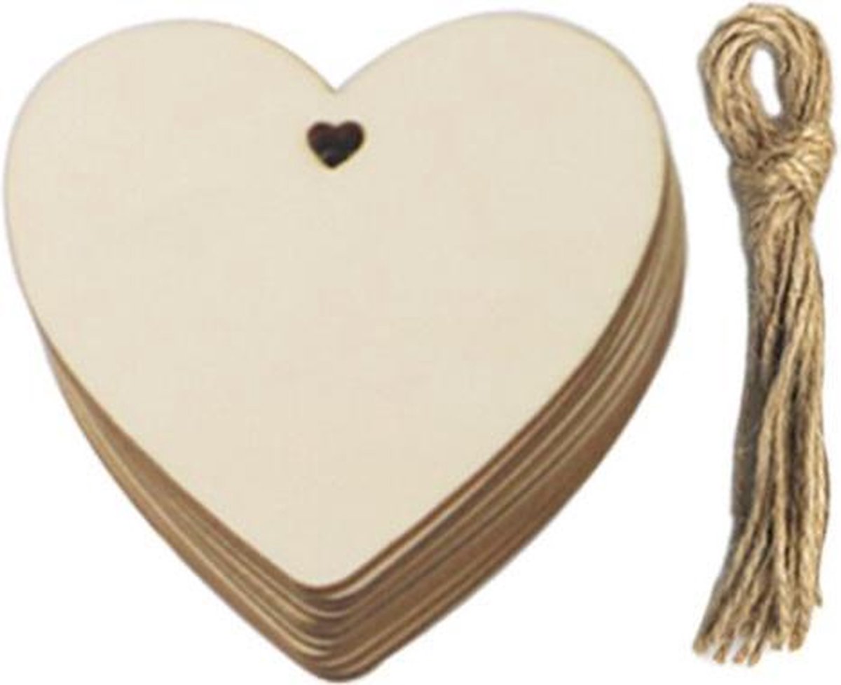 ProductGoods - Houten Harten - Kersthangers - Zelf in te kleuren - Set van 10 stuks - Kerstdecoratie