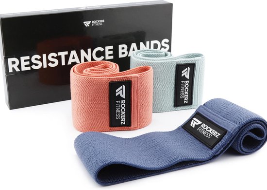 Weerstandsbanden - Booty Band - Resistance band - Fitness elastiek aztec - 3 Stuks met opbergzakje van Rockerz Fitness®