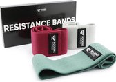 Weerstandsbanden - Booty Band - Resistance band - Fitness elastiek merlot - 3 Stuks met opbergzakje van Rockerz Fitness® - Valentijnsdag cadeau