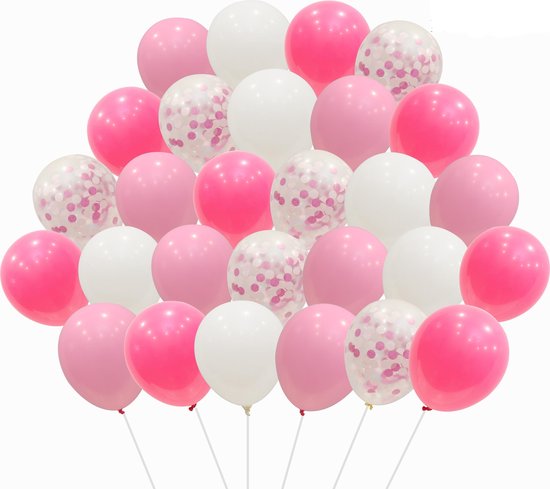 MagieQ 40 stuks Roze Papieren Confetti Ballonnen Feest|Party|Kinderfeesje|Decoratie|versiering|Kerst|oud en nieuw