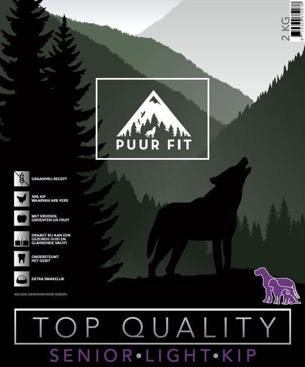 Puur Fit Puur Fit Top Quality - Hondenvoer - Senior - Light Kip 4 kg