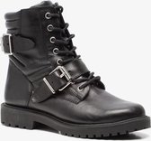 TwoDay leren dames veterboots - Zwart - Maat 39 - Echt leer