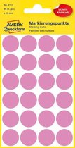 Avery Etiket Zweckform 18mm rond - blister 4 vel a 24 et. roze
