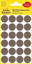 Avery Etiket Zweckform 18mm rond - blister 4 vel a 24 et. bruin