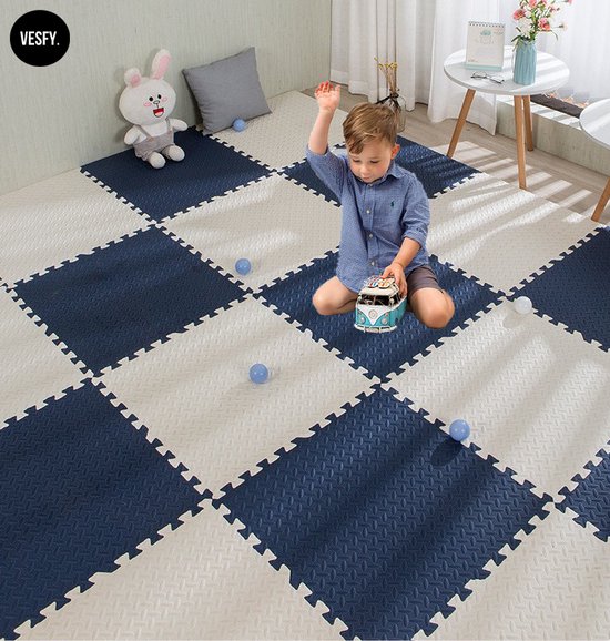 meiqicool Puzzle Tapis de Jeu Tapis de Jeu en Mousse de Tapis de Puzzle Tapis Enfants Blanc et Gris 0112