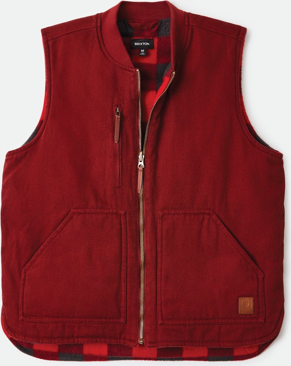 BRIXTON ABRAHAM REV VEST Diep Geruit Bruin