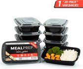 Mealpreponline - Meal Prep Bakjes - 20 stuks - 1 compartiment - Vershoudbakjes