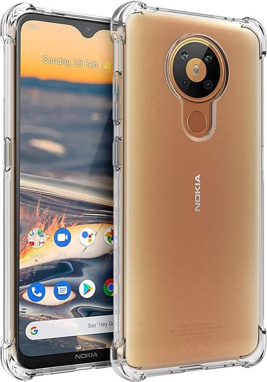 Nokia 5.3 hoesje - Transparante Shock proof gel case met verstevigde hoeken  - Volledig... | bol.com