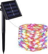 100 LED solar op zonne-energie tuinverlichting buiten Multicolor kerstverlichting lichtsnoer 1 x 10 meter lampjes geen batterijen nodig