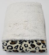 little feet - baby - winter dekentje - 100 x 75 cm - panter wellness fleece met teddy - WIEG - KINDERWAGEN