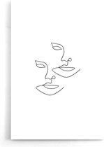 Walljar - One Line Faces - Muurdecoratie - Poster