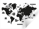 Sticker Muursticker cartes du monde - Carte du monde Zwart et blanc - 120x90 cm - film adhésif autocollant - sticker mural repositionnable
