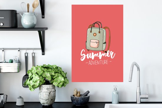 Stickers muraux - Été - Valise - Grijs - 40x60 cm - Feuille adhésive