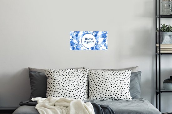 Muurstickers - Sticker Folie - Jubileum - 18 jaar - Blauw - 40x20 cm - Plakfolie - Muurstickers Kinderkamer - Zelfklevend Behang - Zelfklevend behangpapier - Stickerfolie