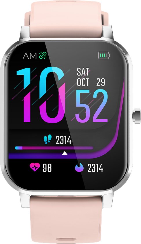Denver SW-181 - Smartwatch - Bluetooth - Sportwatch - hartslagmeter - bloeddrukindicatie - bloedzuurstof - Social activity - iOS & Android - Roze