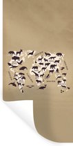 Muurstickers - Sticker Folie - Wereldkaart - Dieren - Bruin - 80x160 cm - Plakfolie - Muurstickers Kinderkamer - Zelfklevend Behang - Zelfklevend behangpapier - Stickerfolie