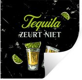 Stickers muraux - Tequila - Citation - Verres - 80x80 cm - Feuille adhésive - Cadeau pour femme - Cadeau pour homme