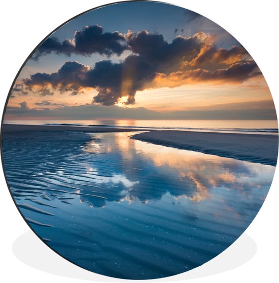 WallCircle - Wandcirkel - Muurcirkel - Nederland - Kust - Zon - Aluminium - Dibond - ⌀ 30 cm - Binnen en Buiten