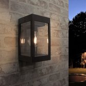 Solar wandlamp buiten 'Cube' - Warm wit licht - Led filament - Tuinverlichting op zonne-energie - Zwart