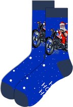 Heren sokken - blauw - print Kerst / Kerstman / motor - 40-45