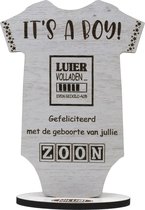 It's a boy - houten wenskaart - kaart van hout - geboorte zoon - jongen - baby - 12.5 x 17.5 cm